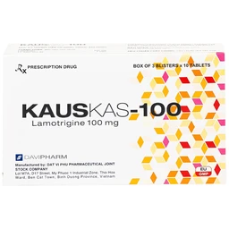 Thuốc Kauskas-100mg Davipharm điều trị động kinh và rối loạn lưỡng cực (3 vỉ x 10 viên)