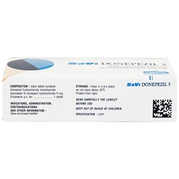 Thuốc Savi Donepezil 5 Savi điều trị triệu chứng suy giảm trí nhớ (3 vỉ x 10 viên) 5