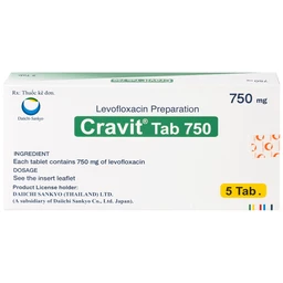 Thuốc Cravit Tab 750mg Interthai Pharm điều trị nhiễm khuẩn nhẹ, trung bình và nặng (1 vỉ x 5 viên)