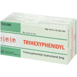 Thuốc Trihexyphenidyl 2mg Khánh Hòa điều trị phụ trợ hội chứng Parkinson (10 vỉ x 10 viên)