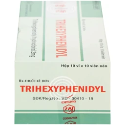 Thuốc Trihexyphenidyl 2mg Khánh Hòa điều trị phụ trợ hội chứng Parkinson (10 vỉ x 10 viên)