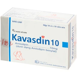 Viên nén Kavasdin 10mg Khapharco điều trị tăng huyết áp ở người đau thắt ngực ổn định (10 vỉ x 10 viên)