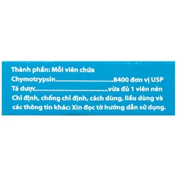 Thuốc Bevichymo Chymotrypsin 8400 USP Mediplantex điều trị các trường hợp phù nề sau chấn thương, phẫu thuật, bỏng (1 vỉ x 12 viên)