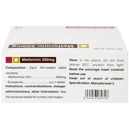 Thuốc Metformin 500mg TV Pharm điều trị đái tháo đường (10 vỉ x 10 viên)