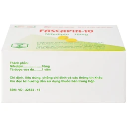 Thuốc Fascapin-10 Nifedipin Trung Ương 2 dự phòng đau thắt ngực, cao huyết áp (10 vỉ x 10 viên)