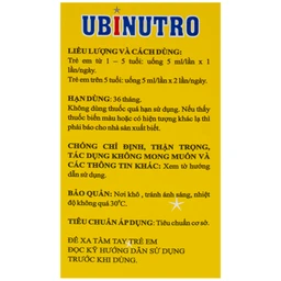 Siro Ubinutro Nam Hà bổ sung các acid amin, vitamin và kẽm (120ml)