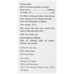 Thuốc Pidoncam 1200mg/5ml Hà Nam điều trị triệu chứng chóng mặt, suy giảm trí nhớ (20 ống x 10ml)