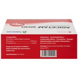 Thuốc Agicetam 1200 Agimexpharm điều trị chóng mặt, suy giảm trí nhớ, đột quỵ do thiếu máu cục bộ cấp (3 vỉ x 10 viên)