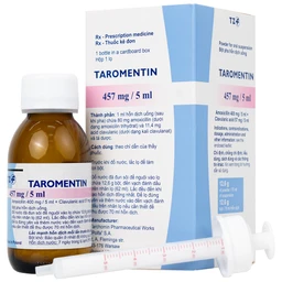 Bột hỗn dịch uống Taromentin 457mg/5ml điều trị nhiễm trùng viêm xoang, tai giữa, đường hô hấp (12.6g)
