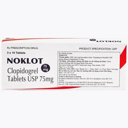 Thuốc Noklot 75mg Zydus phòng ngừa biến cố xơ vữa động mạch (3 vỉ x 10 viên)
