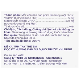 Thuốc Magne - B6 Stella điều trị hạ magnesium huyết nặng (5 vỉ x 10 viên)