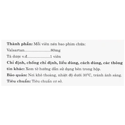 Thuốc Valsartan-MV 80mg USP điều trị bệnh tăng huyết áp và suy tim (3 vỉ x 10 viên)