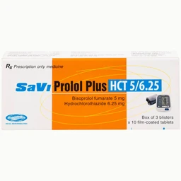 Thuốc Savi Prolol Plus HCT 5/6.25 kiểm soát tình trạng tăng huyết áp (3 vỉ x 10 viên)