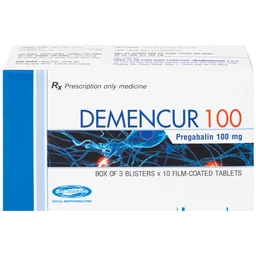 Thuốc Demencur 100 DaviPharm điều trị đau thần kinh trung ương và ngoại vi (3 vỉ x 10 viên)