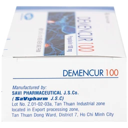 Thuốc Demencur 100 DaviPharm điều trị đau thần kinh trung ương và ngoại vi (3 vỉ x 10 viên)