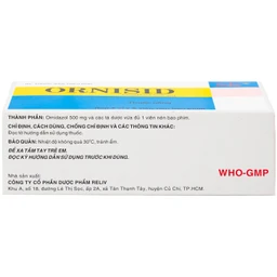 Thuốc Ornisid 500mg Reliv điều trị nhiễm amip ở ruột và gan (5 vỉ x 6 viên)