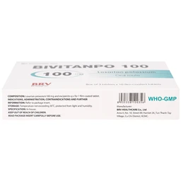 Thuốc Bivitanpo 100 BV điều trị tăng huyết áp mức độ nhẹ và vừa (3 vỉ x 10 viên)