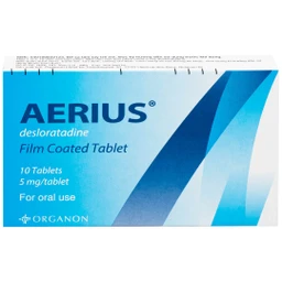 Thuốc Aerius 5mg Organon giảm viêm mũi dị ứng, mày đay (1 vỉ x 10 viên)