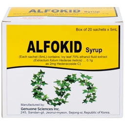 Thuốc Alfokid Syrup Kolmar điều trị giảm ho do viêm phế quản mạn tính, viêm đường hô hấp (20 túi)