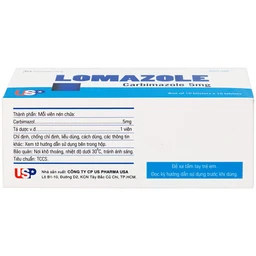 Thuốc Lomazole 5mg US Pharma điều trị bệnh Basedow, nhiễm độc tuyến giáp, cường giáp khi thai nghén (10 vỉ x 10 viên)