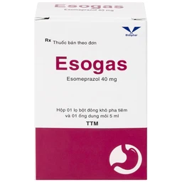 Thuốc Esogas 40mg Bidiphar điều trị kháng tiết acid dạ dày (1 lọ + 1 ống 5ml)