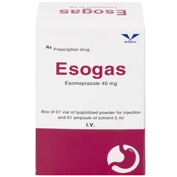 Thuốc Esogas 40mg Bidiphar điều trị kháng tiết acid dạ dày (1 lọ + 1 ống 5ml)