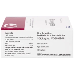 Thuốc Esogas 40mg Bidiphar điều trị kháng tiết acid dạ dày (1 lọ + 1 ống 5ml)