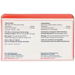 Thuốc Usasartim Plus 150 Ampharco điều trị tăng huyết áp (3 vỉ x 10 viên)