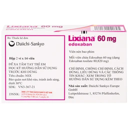 Thuốc Lixiana 60mg Daiichi-Sankyo phòng ngừa đột quỵ và cục máu đông (2 vỉ x 14 viên)