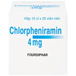 Thuốc Chlorpheniramin 4mg Fourdiphar điều trị viêm mũi dị ứng, mày đay (10 vỉ x 20 viên)