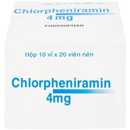 Thuốc Chlorpheniramin 4mg Fourdiphar điều trị viêm mũi dị ứng, mày đay (10 vỉ x 20 viên)