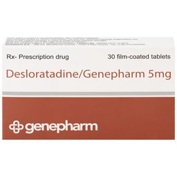 Thuốc Desloratadine 5mg Genepharm giảm các triệu chứng viêm mũi dị ứng, mày đay (2 vỉ x 15 viên)