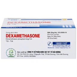 Dung dịch tiêm Dexamethasone 4mg/1ml điều trị trạng thái hen, bệnh dị ứng nặng, phản ứng sau truyền máu (50 ống)
