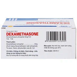 Dung dịch tiêm Dexamethasone 4mg/1ml điều trị trạng thái hen, bệnh dị ứng nặng, phản ứng sau truyền máu (50 ống)
