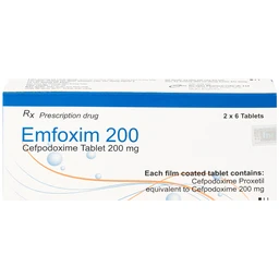 Thuốc Emfoxim 200Mg Incepta điều trị các trường hợp nhiễm khuẩn từ nhẹ đến trung bình (2 vỉ x 6 viên)