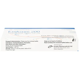 Thuốc Emfoxim 200Mg Incepta điều trị các trường hợp nhiễm khuẩn từ nhẹ đến trung bình (2 vỉ x 6 viên)