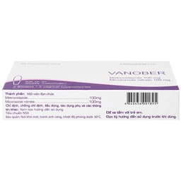 Viên đặt âm đạo Vanober Farmaprim điều trị viêm âm đạo khí hư, ngứa rát (2 vỉ x 5 viên)