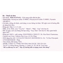 Viên đặt âm đạo Polygynax Innothera Chouzy điều trị viêm âm đạo, âm hộ - âm đạo (2 vỉ x 6 viên)