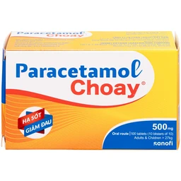 Viên nén Paracetamol Choay 500mg Sanofi điều trị triệu chứng đau từ nhẹ đến vừa, sốt (10 vỉ x 10 viên)