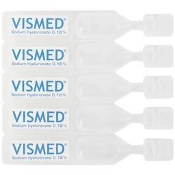 Nhỏ mắt Vismed 0.18% dùng cho mắt khô,tổn thương bề mặt nhãn cầu (20 ống x 0.3ml)