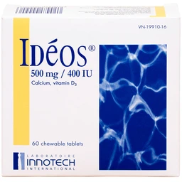 Thuốc Idéos 500mg/400IU Innotech bổ sung Vitamin D và Canxi, điều trị bệnh loãng xương (4 tuýp x 15 viên)
