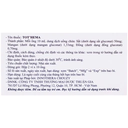 Dung dịch Tot'héma Innothera điều trị thiếu máu do sắt (2 vỉ x 10 ống x 10ml)