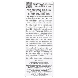 Kem ngừa mụn ban ngày Canova Acnell 50+ giúp chăm sóc và dưỡng ẩm cho da bị mụn, da kích ứng và da nhạy cảm (50ml)