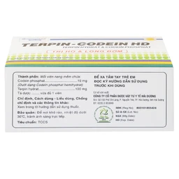 Thuốc Terpin-codein HD Hdpharma điều trị triệu chứng ho khan hoặc kích ứng (5 vỉ x 10 viên)