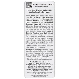 Kem bôi dịu da, dưỡng ẩm Canova Sensiven P22 Soothing Cream Sifarma 50ml