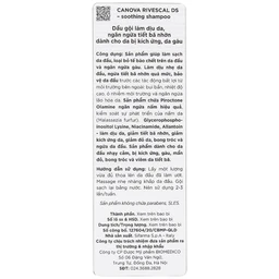 Dầu gội dịu da Canova Rivescal DS Soothing Shampoo ngừa tiết bã nhờn, giảm kích ứng cho da đầu nhạy cảm, gàu (200ml)
