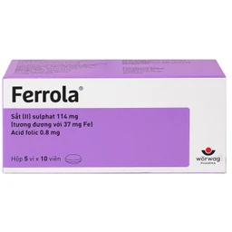 Thuốc Ferrola Worwag điều trị thiếu máu do thiếu sắt (5 vỉ x 10 viên)