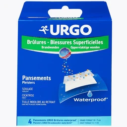 Băng cá nhân Urgo Brulures Waterproof 10x7cm (4 miếng) tiệt trùng, chống thấm nước