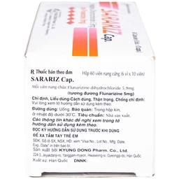 Thuốc Sarariz 5.9mg Kyung Dong điều trị đau nửa đầu, chứng chóng mặt (60 viên)