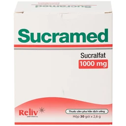 Thuốc cốm pha hỗn dịch uống Sucramed Sucralfat 1000mg Reliv điều trị loét dạ dày và tá tràng (30 gói)